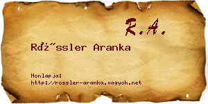Rössler Aranka névjegykártya